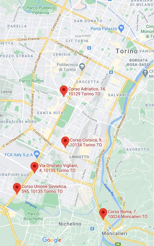 LA MINIERA D'ORO - Mappa negozi COMPRO ORO a TORINO e MONCALIERI